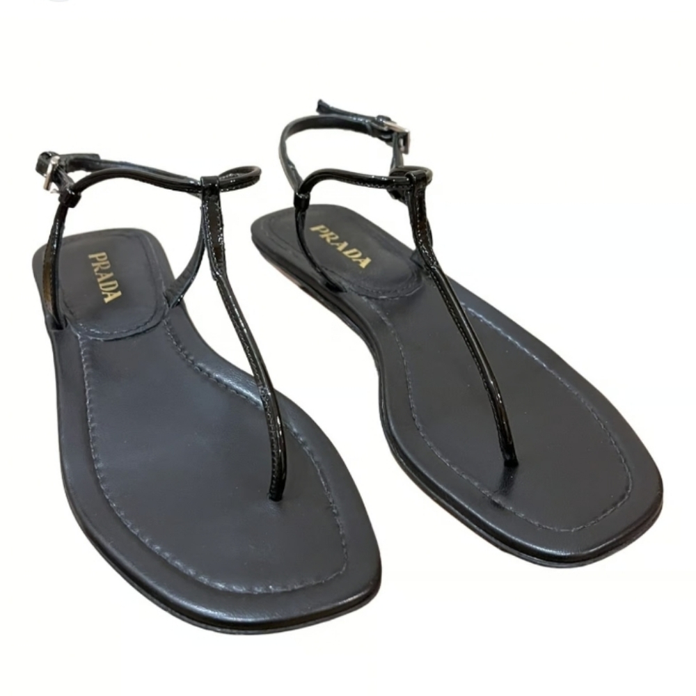 Leather  woman prada Black sandal size 36